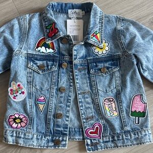 Lola + The Boys Colorful Patch Jean Jacket